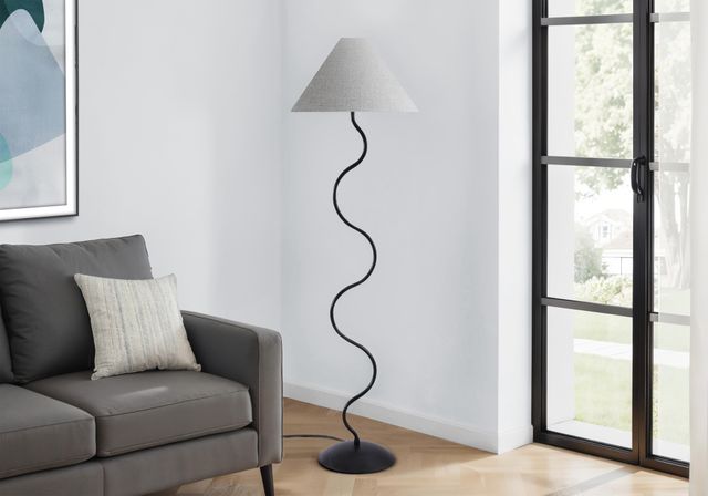 Monarch Specialties Inc. Black 64" Curved Floor Lamp-1