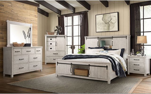 Elements International Scott White Queen Storage Bed-2