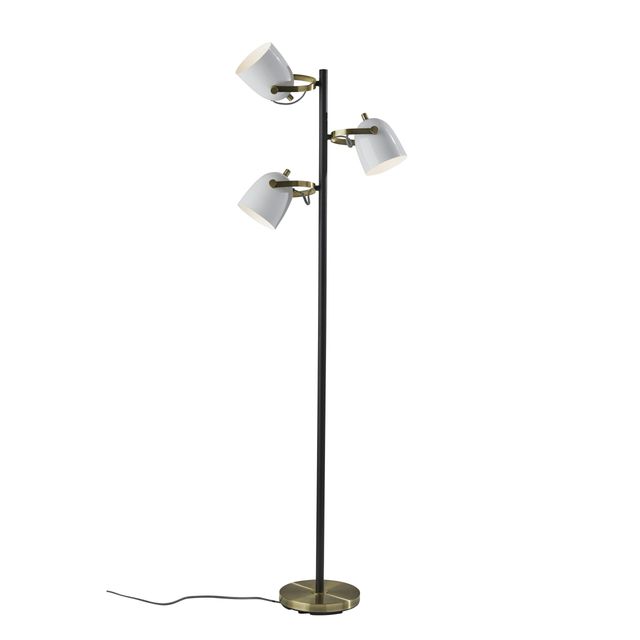 Adesso® Casey Black, White/Antique Brass Tree Lamp-0
