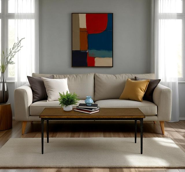 Nest Home Collections Chloe Antique Natural Coffee Table with Black Base-1