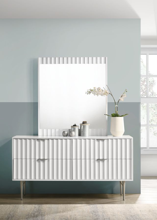 Meridian Furniture Modernist White Gloss Mirror-1