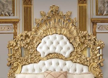 Homey Design Rococo Metallic Bright Gold/White California King Bed-1