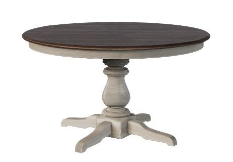 Country View Woodworking Customizable Cicero Hickory Top 38" Dining Table with 2-Leaves and Brown Maple Base-0