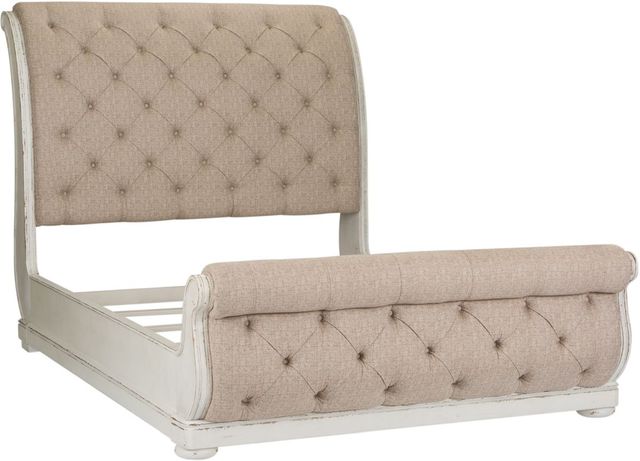 Liberty Furniture Abbey Park 4-Piece Antique White/Weathered Brown King Upholstered Sleigh Bedroom Set-2