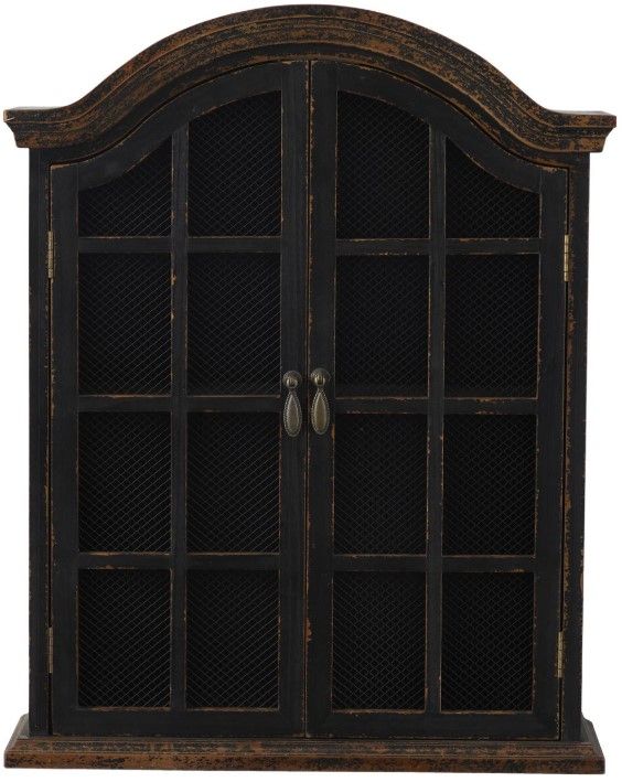 Deco Marche Black 2-Doors Wall Shelf with Arched Shutter-1
