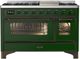 Ilve® Majestic III 48" Emerald Green Pro Style Dual Fuel Natural Gas Range with Triple Glass Door and Burnished Trim-0