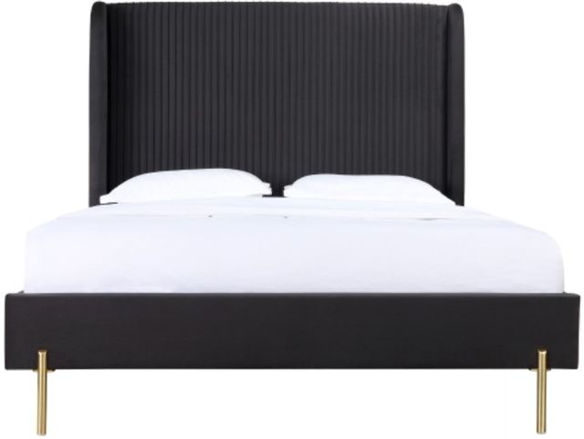 Mazin Furniture Estelle Dark Gray Queen Upholstered Platform Bed-1