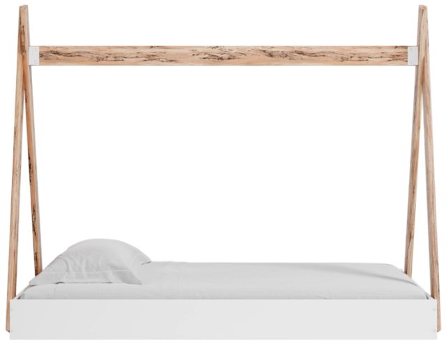Signature Design by Ashley® Piperton Brown/White Twin Tent Complete Bed in Box-4