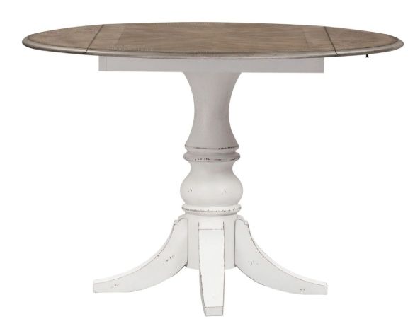Liberty Furniture Magnolia Manor 3-Piece Antique White/Weathered Bark Optional Drop Leaf Dining Set-2