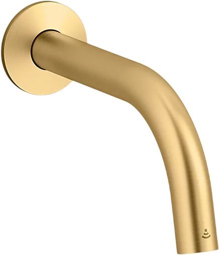 KOHLER® Components® Vibrant Brushed Moderne Brass Touchless Wall-Mount Lavatory Faucet with Kinesis® Sensor Technology, Tube Design, Cortex™-Enabled, AC-Powered-0