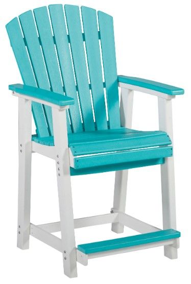 Signature Design by Ashley® Eisely 3-Piece Turquoise/White Outdoor Counter Height Dining Set-2