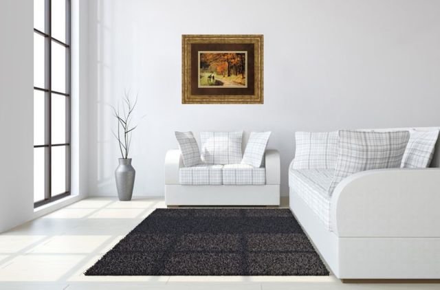 Classy Art “Autumns Morning Light” By D. Burt Orange 34 in. x 40 in. Framed Print Wall Art-3