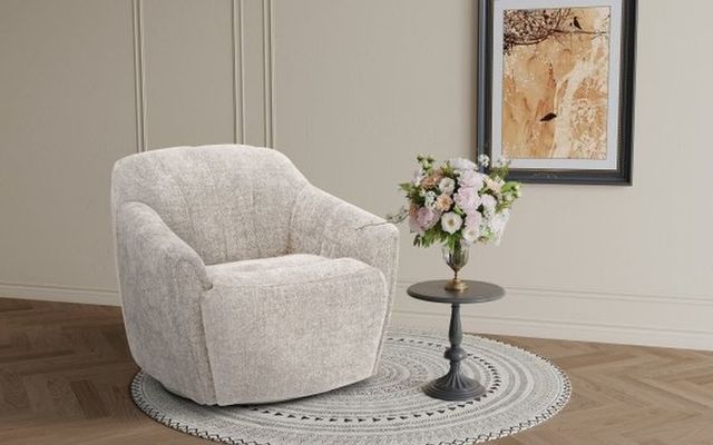 BarcaLounger® Millie Maze Tan Power Swivel Recliner-2
