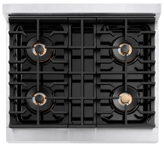 ZLINE Paramount 30" 4.2 Cu. Ft. Satin Stainless Steel Gas Range with 4 Burner DuoPro™ Cooktop and Convection Gas Oven with Black Matte Door-3