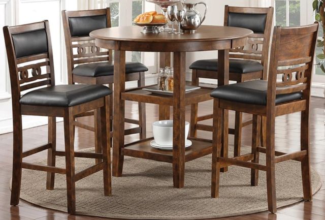 American Wholesale Furniture Gia 5-Piece Brown Counter Table Set-1