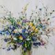 StyleCraft Wild Flower Bouquet Blue/Gold/Green/Yellow Wall Art-1