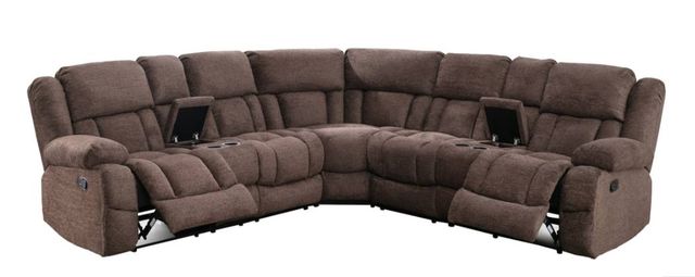 Mazin Furniture Presley Brown Power Reclining 3-Piece Modular Sectional with Consoles-1