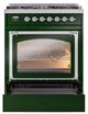 Ilve® Nostalgie II Noblesse 30" Emerald Green Pro Style Dual Fuel Range with Chrome Trim-3