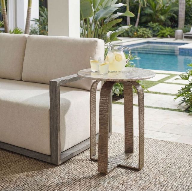 Uttermost® Warner Antique Champagne Metal Indoor-Outdoor Side Table-1