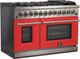 FORNO® Capriasca 48" Stainless Steel Pro Style Dual Fuel Range with Red Door-1