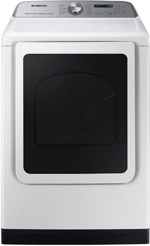 Front view of the Samsung 7.4 Cu. Ft. White Front Load Electric Dryer