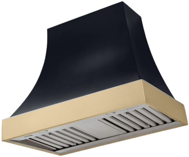 AGA Cascade 36" Gloss Black Wall Mounted Range Hood with Brushed Brass Trim-0