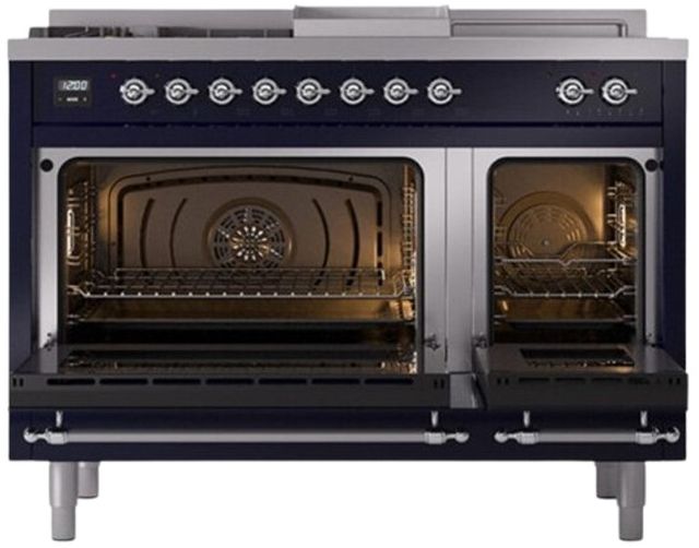 Ilve® Nostalgie II Series 48" Midnight Blue Pro Style Dual Fuel Range-1