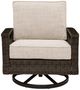 Signature Design by Ashley® Drakes Beach 2-Piece Beige/Dark Brown Aluminum Outdoor Swivel Lounge Chair-3