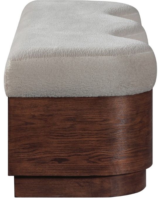 Meridian Furniture Savoy Beige/Walnut Upholstered Bench-3