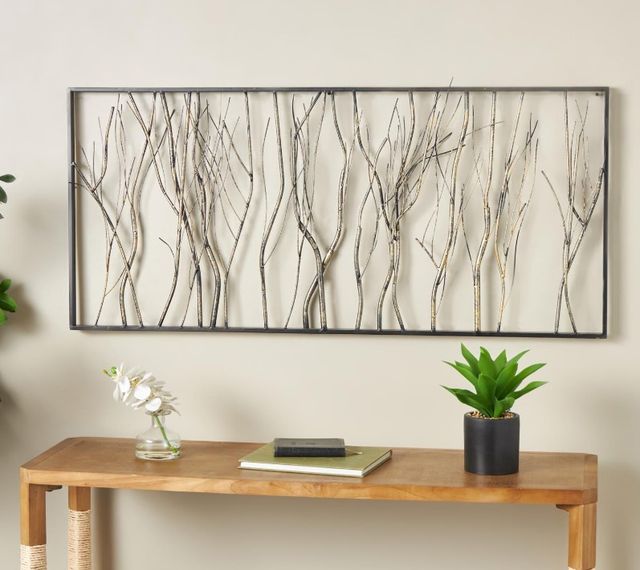 Deco Marche Silver Tree Distressed Wall Decor with Black Frame-3