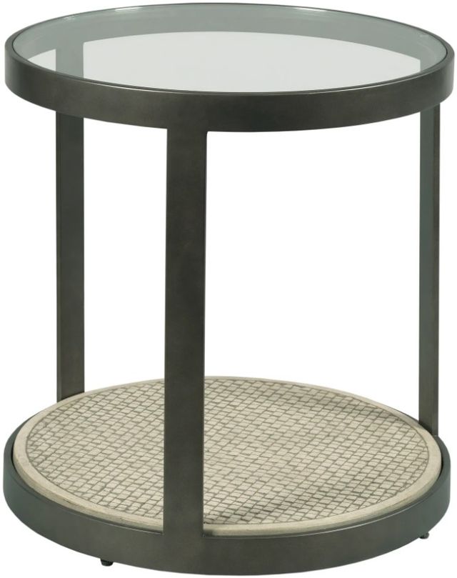 Hammary® Hidden Treasures Glass Top Round End Table with Black Base-0