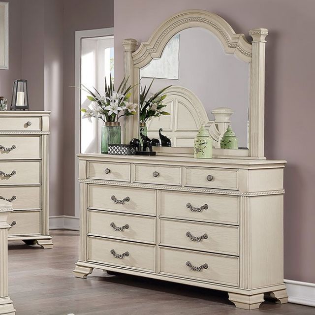 Furniture of America® Pamphilos Antique White 5-Piece Queen Panel Bed Set-2