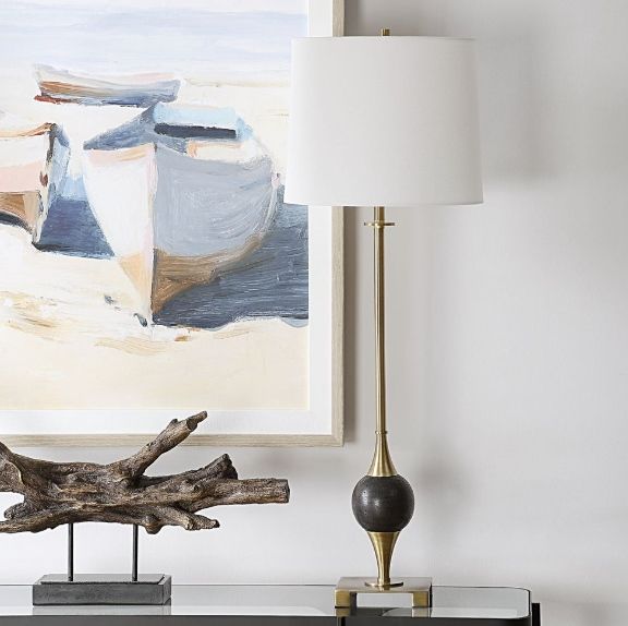 Uttermost® Dempsey Black/Brass Buffet Lamp-1