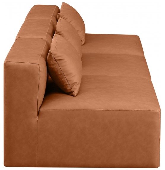 Meridian Furniture Cube 3-Piece Cognac Leather Armless Sofa-3