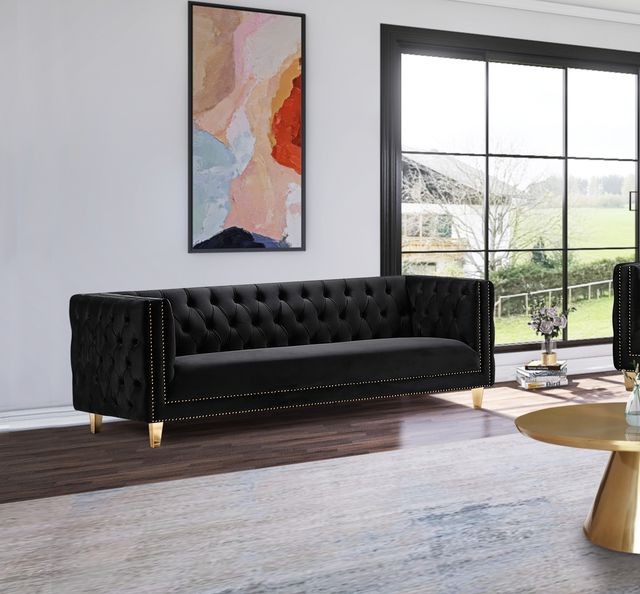 Meridian Furniture Michelle Black Velvet Sofa-1