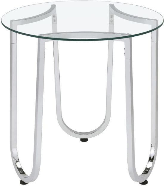 Coaster® Beller Round Tempered Glass Top End Table with Chrome Base-3