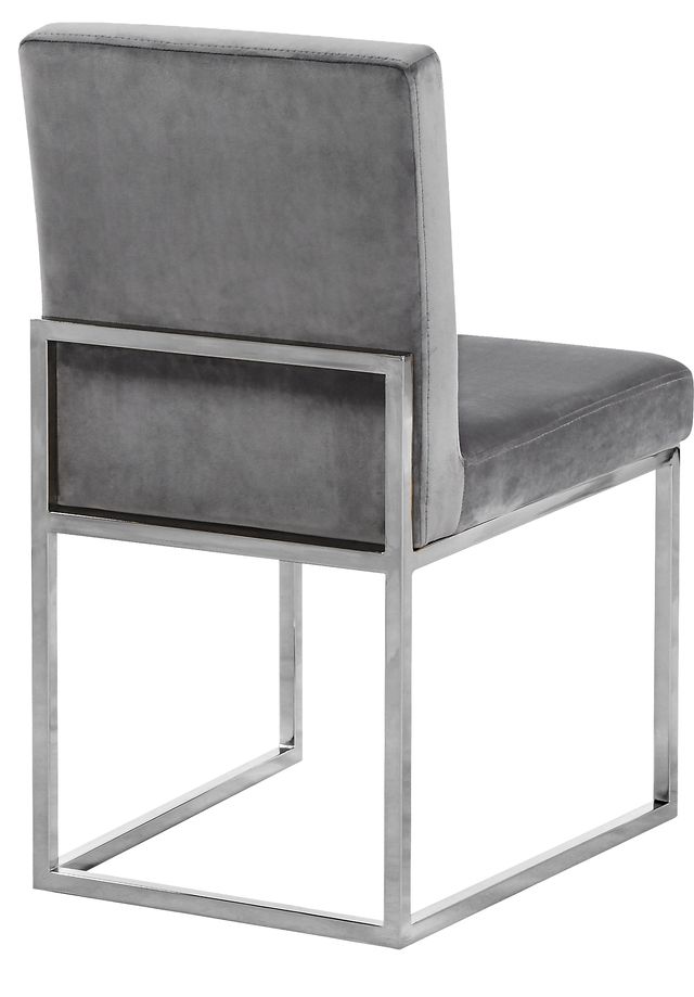 Meridian Furniture Giselle Gray/Chrome Velvet Dining Chair-2