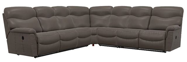 La-Z-Boy® James 5-Piece Walnut Leather Manual Reclining Sectional-0
