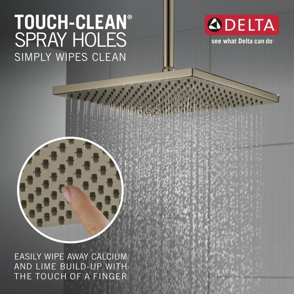 Delta Universal Showering Components 12" Lumicoat® Polished Nickel Square Single-Setting Metal Raincan Shower Head-1