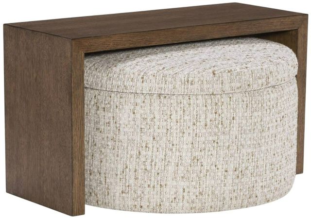 Legacy Classic Solana Biscotti/Warm Oak Mohave Storage Ottoman with Wood Top Overlay-0
