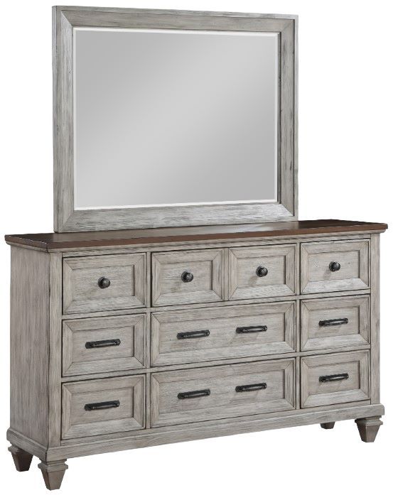 New Classic Home Furnishings Mariana Vintage Creme Dresser and Mirror Set  | Idaho Falls | Blackfoot