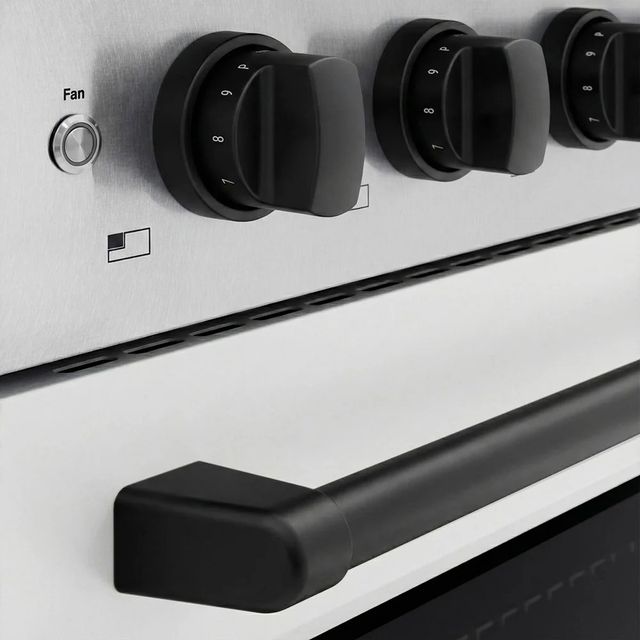 ZLINE Autograph Edition Paramount 24" Satin Stainless Steel Pro Style Induction Range with White Matte Door and Matte Black Accents-3