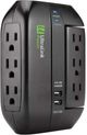 Ultralink Power Black 6 Outlet 2 USB 3.1A Surge Protector-0