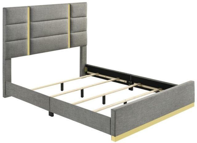 Coaster® Ines 5-Piece Gray/White High Gloss Queen Panel Bedroom Set-1
