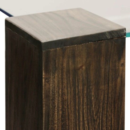 Harp & Finial® Kobe Glass Top Large Square Coffee Table with Vintage Iron Base -2
