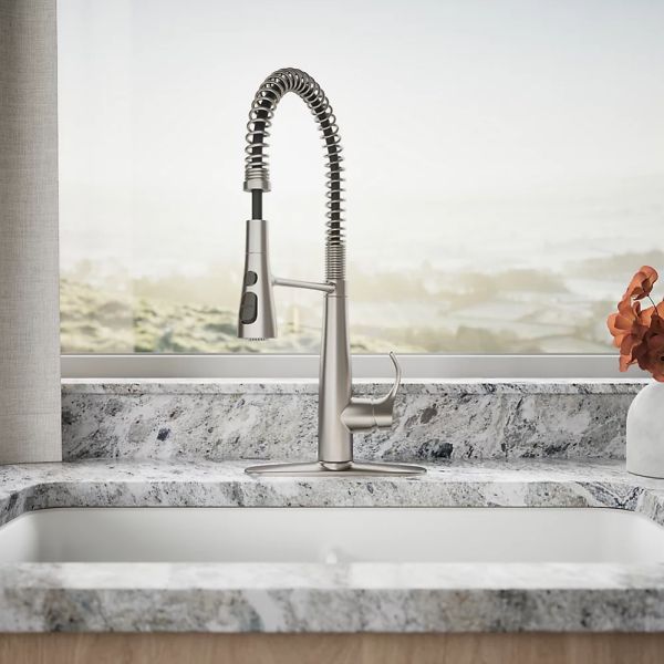 KOHLER® Simplice® Vibrant Stainless Semi-Professional Kitchen Sink Faucet with 3-Function Sprayhead-3