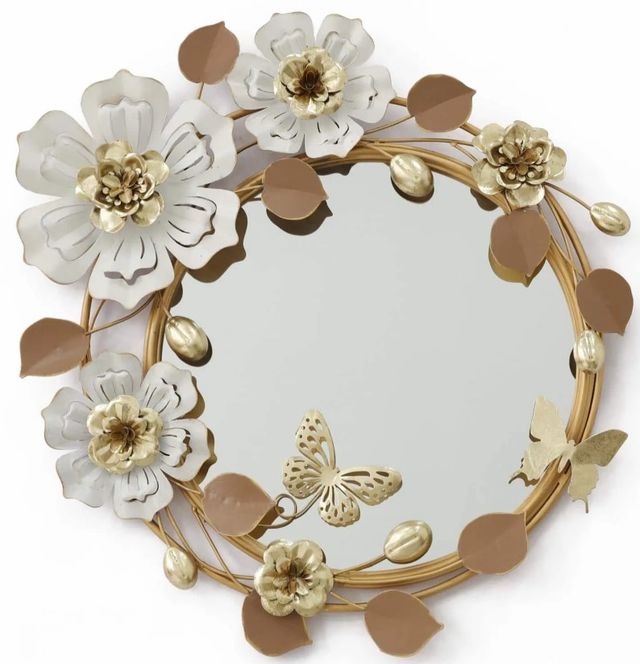 Classy Art Brown/Chrome/Gold Wall Mirror-0