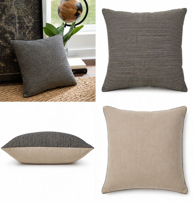 Signature Design by Ashley® Edelmont Black/Linen Throw Pillow-1