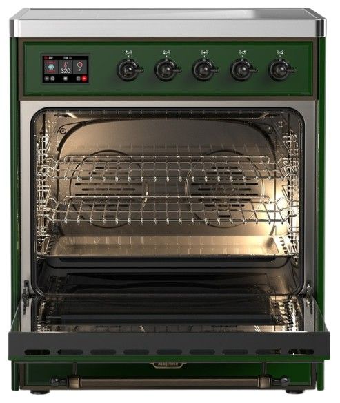 Ilve® Majestic III 30" Emerald Green Pro Style Induction Range with Solid Door and Burnished Trim-1