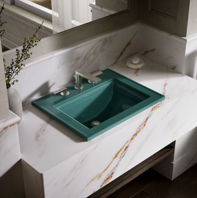 Kohler Memoirs® Stately Teal 22.75" Rectangular Drop-In Bathroom Sink-2